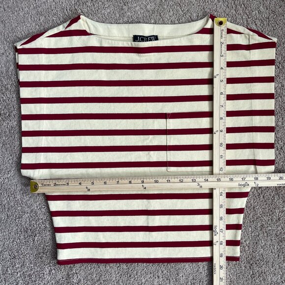 J Crew Shirt Womens XS Red Striped Top Boatneck Mariner Muscle Nautical Coastal - Picture 3 of 4